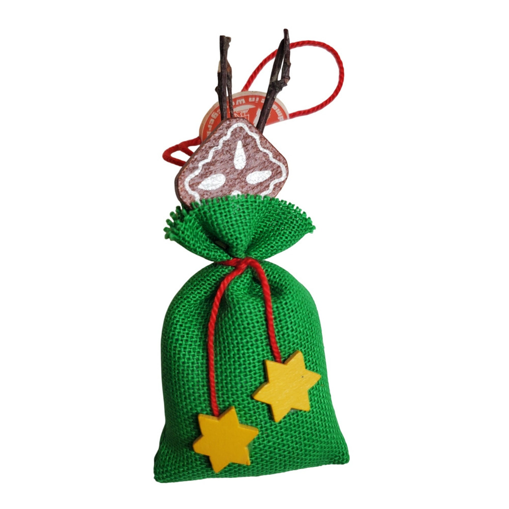 Wooden Ornament - Christmas Bag - Made in West Germany Holzkunst Vintage